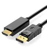 DP（PC側)→HDMI(モニター側） DisplayPortからHDMI 変換ケーブル ディスプレイポート 単方向伝送 ブラック (※HDMI（PC側)→DisplayPort(モニター側)への変換はできません。)(2本)