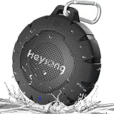 HEYSONG Bluetooth お風呂 防水 スピーカー IP67防塵防水耐衝撃 24時間連続再生 小型 ポータブル ブルートゥース True Wireless Stereo機能でステレオサウンド コンパクトで持ち運びに便利 USB充電 重低音ワイヤレス マイク内蔵 プール ブラック
