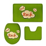 chaqlin Cute Cartoon 3 PieceバスラグセットwithフランネルバスルームマットContourトイレふたカバー グリーン S-CC3347CP
