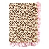 Hudson Baby Fur Blanket with Satin Ruffle, Leopard by Hudson Baby
