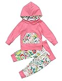 Happyハッピー耳　新生児　女の子　花柄　長袖パーカー＆ロングパンツ　上下セット　フード付き　かわいい　ピンク　春　秋 (90)