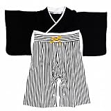 袴ロンパース ベビー 男の子 和柄 カバーオール 和服 ロンパス ブラック-ホワイト 60