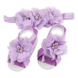 Elevin(TM) Children Baby Cute Flower Barefoot Sandal Shoes with Headband (Light Purple) by Elevin(TM