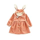 ベビー服 女の子ワンピース 子供服 Pojour 可愛いウサギ柄スカート 裏毛 長袖ドレス オシャレ 秋 綿 通園 発表会 旅行 記念日 プレゼント 黄色