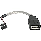StarTech.com PCケース/マザーボード接続用USB 2.0ケーブル 15cm USB-A(メス) - 4ピン USBマザーボードヘッダ(メス) USBMBADAPT
