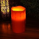 simplux Battery-Powered Flameless Dripping LED Candle with Timer, 3 x 5', Red [並行輸入品]