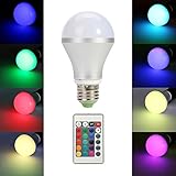 TKOOFN E27口金 5W RGB 発光色変換可 LED電球 IRワイヤレスリモコン付き