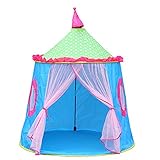 YOKINO プレイテント屋内屋外の子供たちの遊び場 折り畳み式 秘密基地　お誕生日　プレイテント　 家内装飾　簡易包装　窓つき　可愛い 子供用テント　子供玩具 (ブルー)