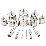 Wrightjp ホールソー ガラス タイル 穴あけ 切削 工具 ダイヤモンド コアビット 木材 大理石研削 加工 タイルカッター 切断 ツール 16本セット 6mm 8mm 10mm 12mm 14