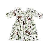 モサンクス幼児用子供用ベビーガールズフローラル鹿漫画プリンセスドレス服装服クリスマス Suitable Age:12-18M