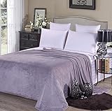 キャンディーカラーフランネルベッドブランケットシートExtraソフト暖かいPlush Easy Care軽量ふわふわベッド用毛布 91*98 inch(King) グレー LC_HMJY_JL-07-