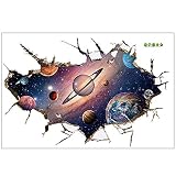 トリックアート ウォールステッカー [宇宙 星] おしゃれ 壁紙シール ウォールシール はがせる DIY 壁紙 シール