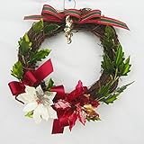 アメリカンフラワーの輝くクリスマス飾りのポインセチアリース