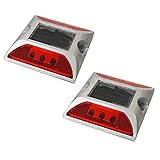 iimono117　ソーラー充電式　LED道路鋲/センターライン 駐車場 縁石 反射板 視線誘導 (2, 赤)
