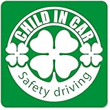 imoninn CHILD in car ステッカー　【マグネットタイプ】　No.18　クローバー　（緑色）