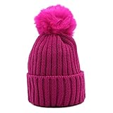 Hollazilla ベビー 可愛い ニット帽子 毛糸 ハット 防寒 冬 毛玉付き