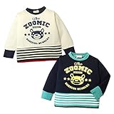 (ネイビー/95cm)ベビー服 男の子 トレーナー 長袖 ZOOMIC パイル起毛 ニット切替 ボーダー スナップボタン ワッペン ロゴプリント 男児 ベビー