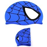 スパイダーマン　子供用　弾性の漫画の水泳帽　防水の帽子　水泳　お風呂キャップ 水着 スイムキャップ (ブルー)