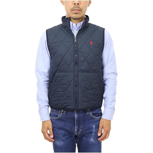 ラルフローレン 中綿ベスト ポニー刺繍 ジップアップ グレー ゆったりめ ラルフローレン 中綿ベスト ポニー刺繍 ジップアップ グレー