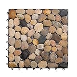 (SOFTSEA) 石畳マット 天然石 タイル 簡単カット ガーデンタイル 正方形 30x30CM 6枚セット (グレーン)