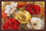 Jardin d 'or Nanイエローレッドフローラルフレーム入り印刷壁アート装飾画像 GOG-GOGY14875-WN-36x24