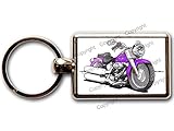 Purple HARLEY DAVIDSON CHOPPER Koolart Quality Chrome Keyring Picture Both Sides!パープルハリィ・ダビッド・ショッパーク