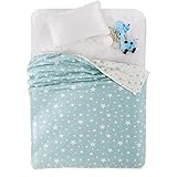 タオルケット　シングル　綿100％　フワフワ　多重ガーゼケット　柔らかいキッズギフト　おしゃれ　動物柄　出産祝い　105x105㎝（青い柄）