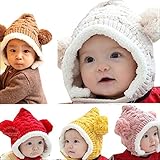 【DENGDING】帽子 ニット キッズ ニット帽 ボンボン 子供帽子 ニット帽子 とんがり帽子 耳あて付 ベビー 子供 児童 可愛い 秋 冬