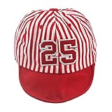 Seliyi キッズ　 赤ちゃんキャップ　 男の子 女の子 ストライプ　丸洗い子供用 帽子　日よけ お出かけ 可愛い 春夏 (レッド)