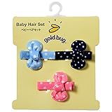goldbug 3pk ヘアークリップセット ドット ブルー ピンク ネイビー ポリエステル 綿  23615