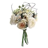 Merssavo 人工花シルク花偽フラワーブーケ花嫁ウェディングホームデコレーション（シャンパン）
