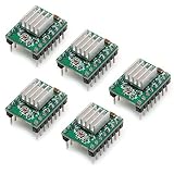 ARCELI A4988互換ステッパーStepStickモーターダイバーモジュールヒートシンク3DプリンターコントローラーRamps 1.4用（5個入り） - グリーン