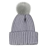MIOIM® 子供用 キッズ ニット帽 ポンポン フリーサイズ キャンディカラー ボンボン付き 48～54cm可用 秋冬 厚手 防寒