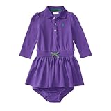 ポロラルフローレン ポニー付 長袖ポロワンピース パープル (女の子3～9か月用) 9M [並行輸入品]