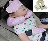HanSi ふかふか 子供ネックピロー 車のシート ボディクッション枕 　クッション+ 枕 +頭固定バンド 簡単取付 ドライブのお子供に　誕生日へのギフト イエロー