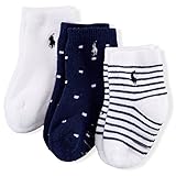 Ralph Lauren(ラルフローレン) ボーダーワンポイントベビーソックス3足セット(White/ボーダー/ドット)/靴下 0-6m(0-6ヶ月) [並行輸入品]