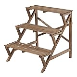 CHAOXIANG 多機能 3層 ラダー モミ、 60x60x61cm (色 : ブラウン ぶらうん)