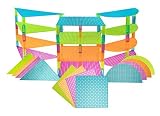 Strictly Briks Premium Clear Colours Blue, Green, Magenta, and Orange 25cm Triangle, Half Circle, an