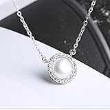 パール ペンダント ネックレス キュービックジルコニア S925 シルバー ネックレス おしゃれ ジュエリー アクセサリー 結婚式 ウエディング パーティー (ホワイト)