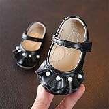 ガールズプリンセスシューズソフトボトム0-2子供靴ソリッドカラーラウンドヘッドシューズ (色 : ブラック, サイズ : 19)