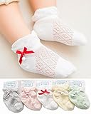 [インソミラ] InSomila 夏 子供のソックス 綿 子供靴下 キッズ ソックス 超薄型 メッシュ 5足 セット 女の子 お姫様 リボン 鈴 ベビー シンプル カラー 柔らかい (S)