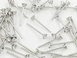 ファイニエ ピアスパーツ セット シルバー 3mm 台座 丸皿 底深 50個 ピアス金具 ハンドメイド アクセサリーパーツ （AP0740）
