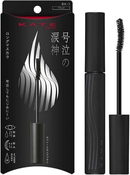 Kate Namidano Tatemascara (Long), BK-1 Tearproof, Waterproof, Durable Curl Keep, Formulated with Eyelash Repair Ingredients, Lasting Series, No Technic, Easy Separate Long Brush, Oil, Water, Friction - 1