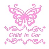 デザイン工房ＳＩＧＮＳ 車ステッカー Child in car 3 綺麗にはがせる 車 ステッカー 蝶 チョウ ピンク