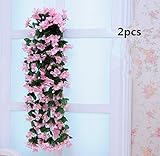 Coobl人工シルクバイオレットガーランド植物つる花花柄ウェディングパーティー壁ホームデコレーションパープル& # xff08 ; 2個& # xff09 ; ピンク A