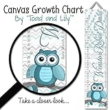 子供用キャンバスBirth Info Growth charttm TealグレーフクロウシェブロンベビーNurseryキャンバスGrowth Chartベビーシャワーギフトgc0238
