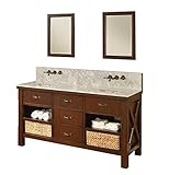 Xtraordinary Spaプレミアム70 "ダークブラウンVanity withホワイトCarrara Topとミラー