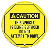 Accuform Signs KDD727 STOPOUT Vinyl Steering Wheel Message Cover, ANSI-Style Legend "CAUTION THIS VE