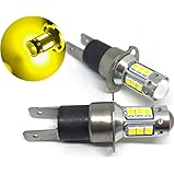 LED フォグランプ H3C 左右2個セット 3000k イエロー H3Dにも 2835smd プロジェクターレンズ (イエロー)