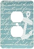 3dRose lsp_112843_6 Turquoise Anchor with Teal Blue Background and Handwriting Trendy Striped Sailor